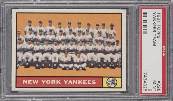 1961 Topps #228 New York Yankees Team – PSA MINT 9 